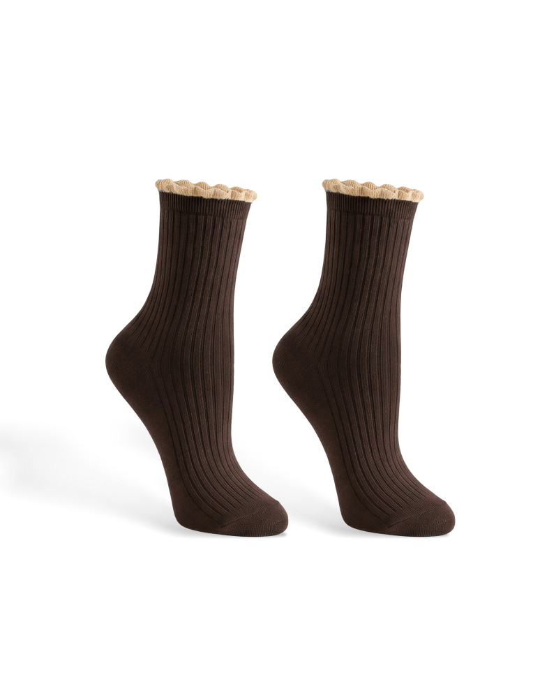 Długie - Skarpetki damskie długie prążkowane z falbanką 5-pak WIELOKOLOROWY  - produkt moraj.pl 6