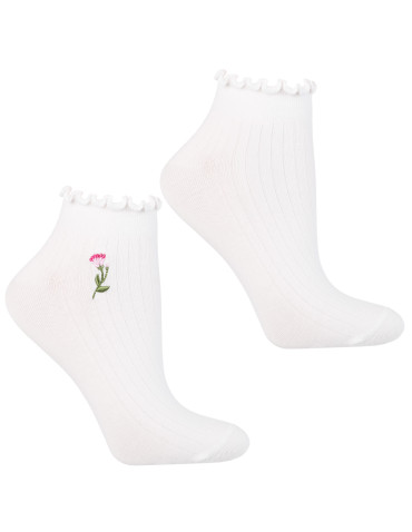 Skarpety damskie stopki z haftem kwiatowym 3-pak  - produkt 2