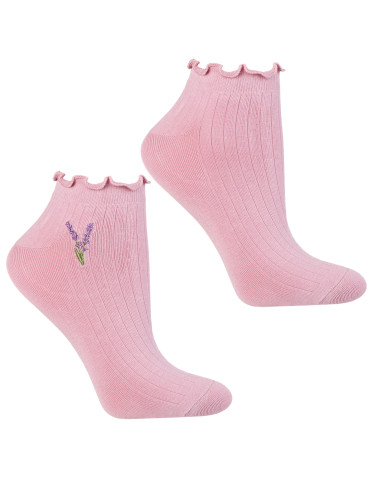 Stopki - Skarpety damskie stopki z haftem kwiatowym 3-pak WIELOKOLOROWY - produkt 3