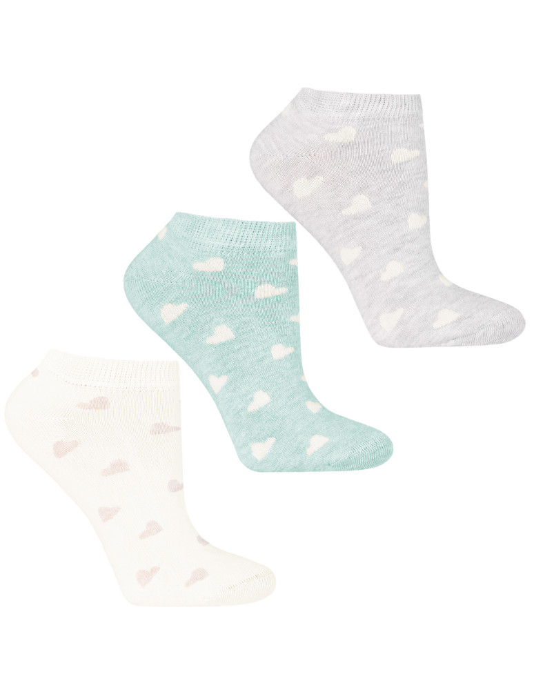 Stopki - Skarpety damskie stopki bawełniane z serduszkami 3-pak WIELOKOLOROWY - produkt moraj.pl 1