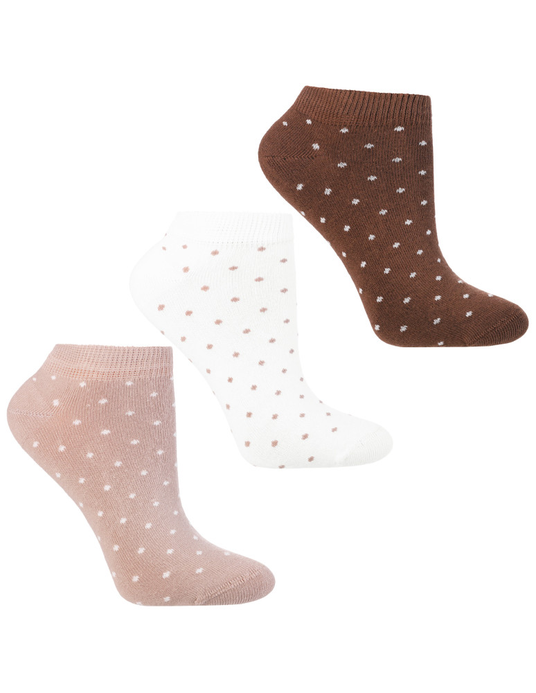 Stopki - Skarpety damskie stopki w kropki 3-pak WIELOKOLOROWY - produkt moraj.pl 1