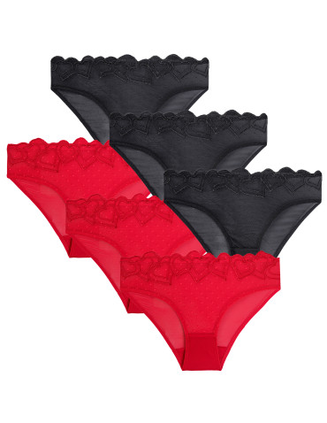 Majtki figi damskie bikini siateczkowe z koronką 6-pak