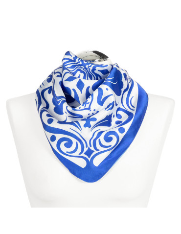 Szale i chusty - Apaszka damska satynowa z ornamentowym wzorem NIEBIESKI - produkt 1