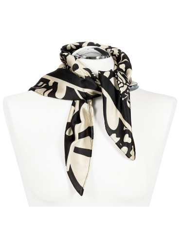 Szale i chusty - Apaszka damska z kwiatowym motywem w stylu retro CZARNY - produkt 3