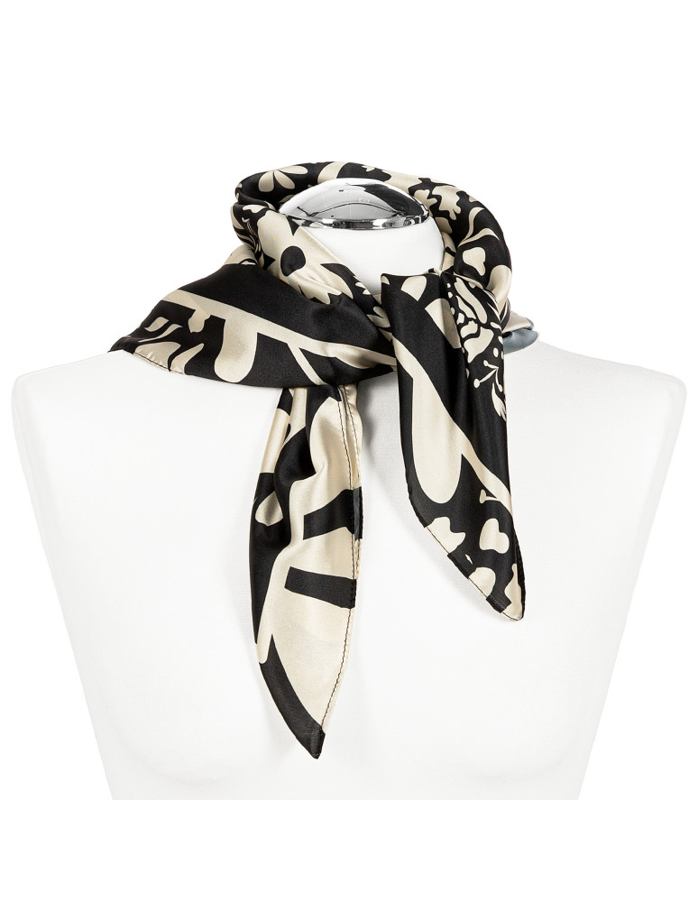 Szale i chusty - Apaszka damska z kwiatowym motywem w stylu retro CZARNY  - produkt moraj.pl 3