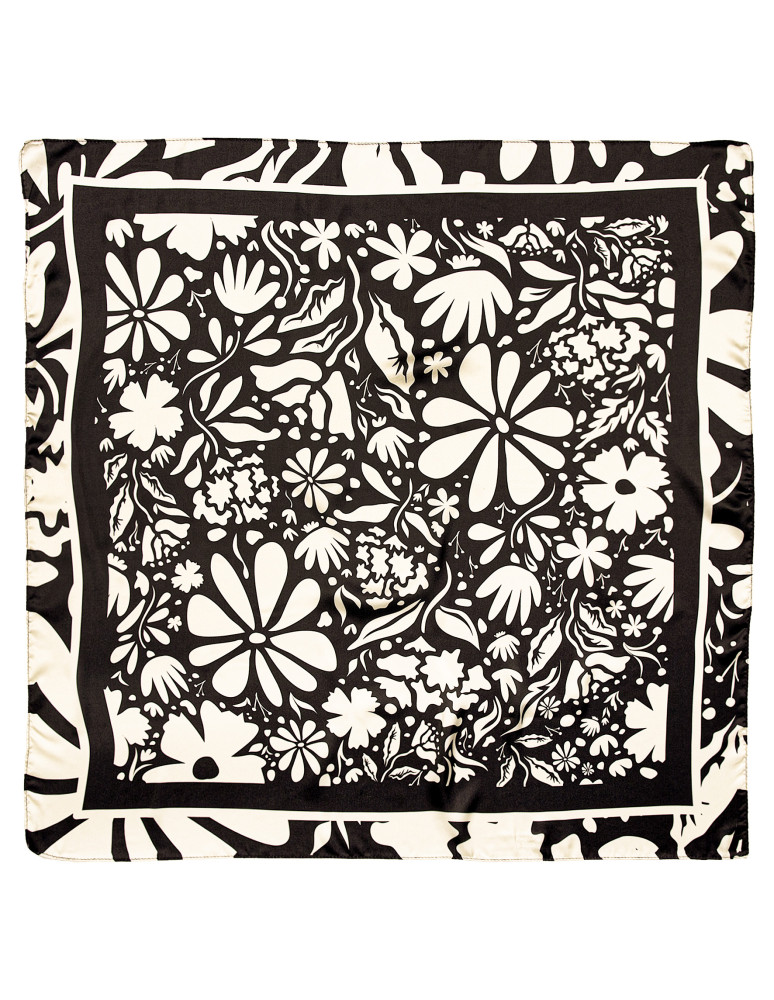 Szale i chusty - Apaszka damska z kwiatowym motywem w stylu retro CZARNY  - produkt moraj.pl 2
