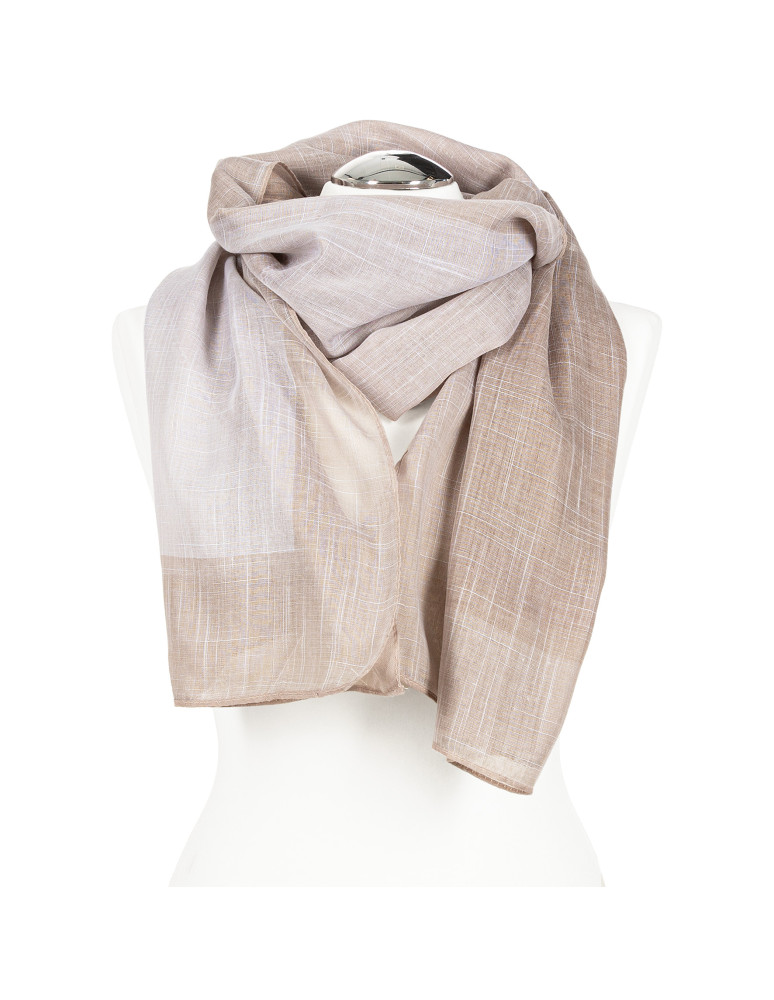 Damski cienki szal w delikatną kratkę BEŻOWY