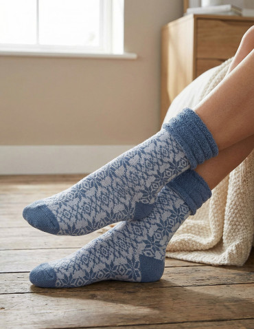 Skarpetki długie - Skarpetki damskie ciepłe Frotte w zimowy wzór 2-pak WIELOKOLOROWY - produkt 6