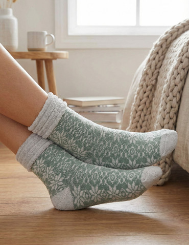 Skarpetki długie - Skarpetki damskie ciepłe Frotte w zimowy wzór 2-pak WIELOKOLOROWY - produkt 7