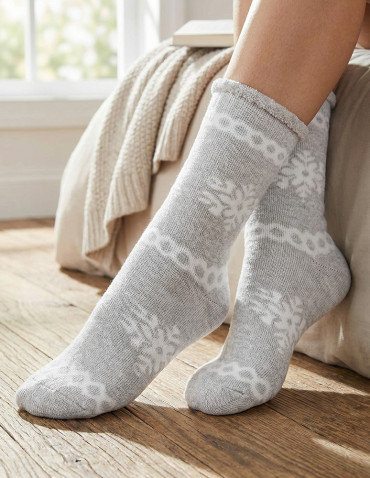 Skarpetki długie - Skarpety damskie długie frotte norweskie wzory 3-pak WIELOKOLOROWY - produkt 5