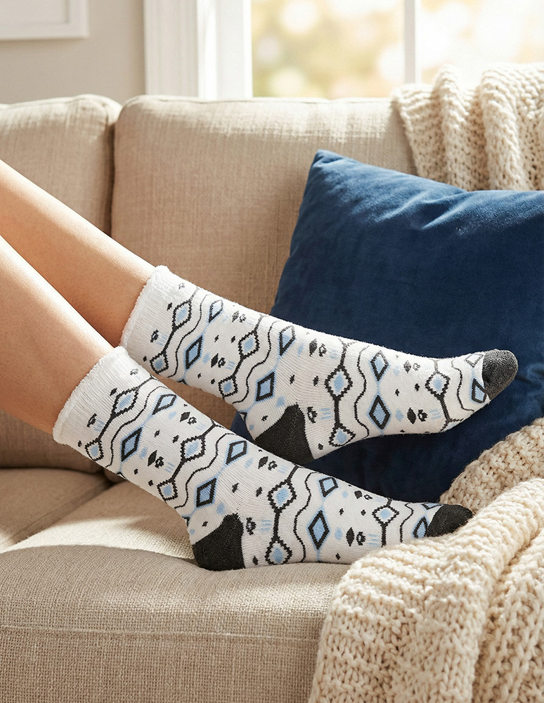 Skarpetki długie - Skarpety damskie długie frotte norweskie wzory 3-pak WIELOKOLOROWY  - produkt moraj.pl 6