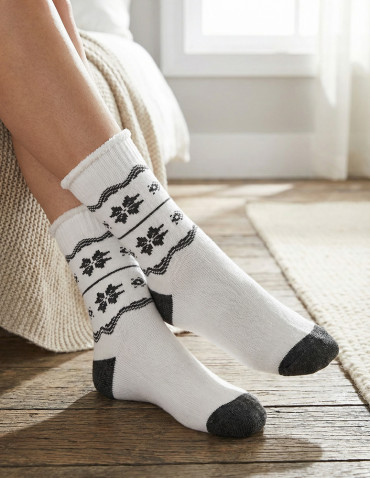 Skarpetki długie - Skarpety damskie długie frotte norweskie wzory 3-pak WIELOKOLOROWY - produkt 7