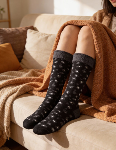 Długie - Skarpety damskie ciepłe długie frotte w panterkę 3-pak WIELOKOLOROWY - produkt 5