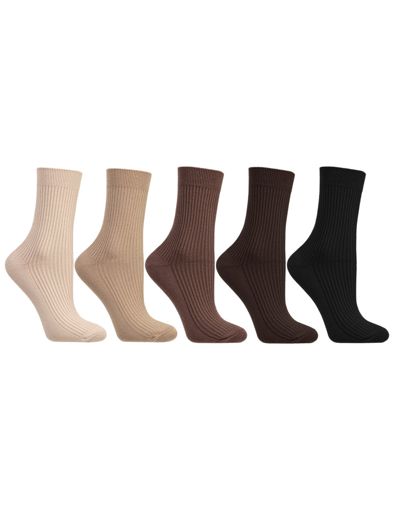 Długie - Skarpetki damski długie prążkowane z wiskozą 5-pak WIELOKOLOROWY - produkt moraj.pl 1