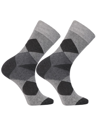 Długie - Skarpetki męskie garniturowe z geometrycznym wzorem 3-pak WIELOKOLOROWY - produkt 3