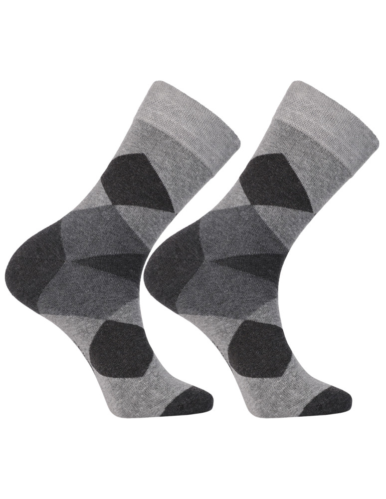 Długie - Skarpetki męskie garniturowe z geometrycznym wzorem 3-pak WIELOKOLOROWY  - produkt moraj.pl 3