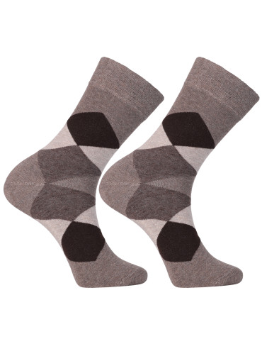 Długie - Skarpetki męskie garniturowe z geometrycznym wzorem 3-pak WIELOKOLOROWY - produkt 4