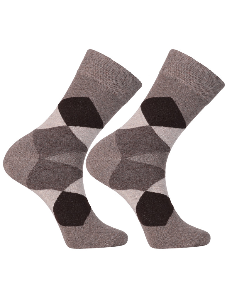 Długie - Skarpetki męskie garniturowe z geometrycznym wzorem 3-pak WIELOKOLOROWY  - produkt moraj.pl 4