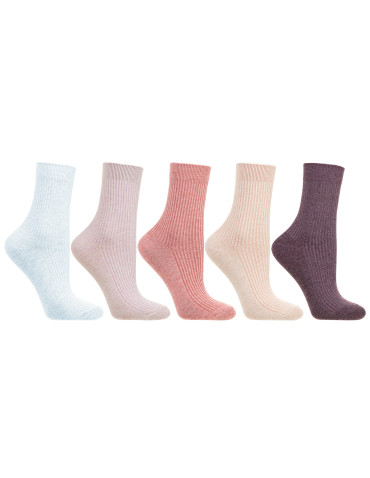 Skarpetki damskie długie bawełniane w prążek 5-pak