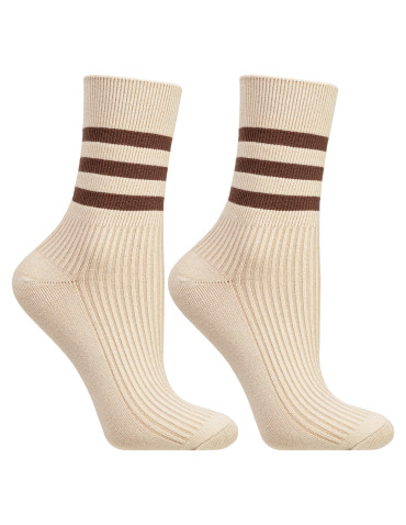 Skarpetki damskie długie z wiskozą prążkowane z paskami 5-pak  - produkt 2