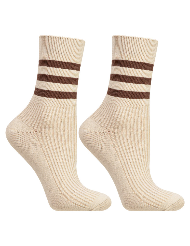 Długie - Skarpetki damskie długie z wiskozą prążkowane z paskami 5-pak WIELOKOLOROWY  - produkt moraj.pl 2