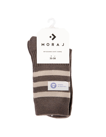 Długie - Skarpetki damskie długie z wiskozą prążkowane z paskami 5-pak WIELOKOLOROWY - produkt 8