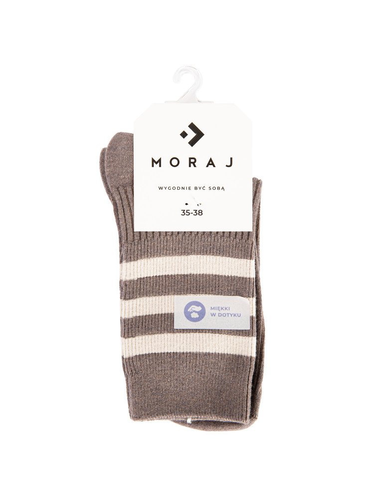 Długie - Skarpetki damskie długie z wiskozą prążkowane z paskami 5-pak WIELOKOLOROWY  - produkt moraj.pl 5