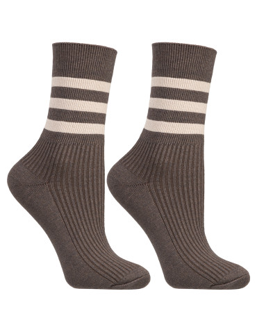 Długie - Skarpetki damskie długie z wiskozą prążkowane z paskami 5-pak WIELOKOLOROWY - produkt 7