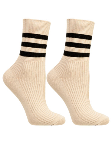 Długie - Skarpetki damskie długie z wiskozą prążkowane z paskami 5-pak WIELOKOLOROWY - produkt 9