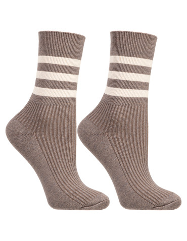 Długie - Skarpetki damskie długie z wiskozą prążkowane z paskami 5-pak WIELOKOLOROWY - produkt 4