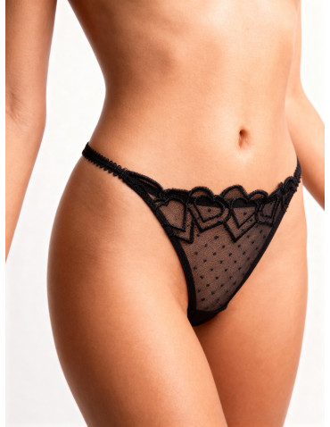 Stringi damskie w siateczkę z haftem 2-pak