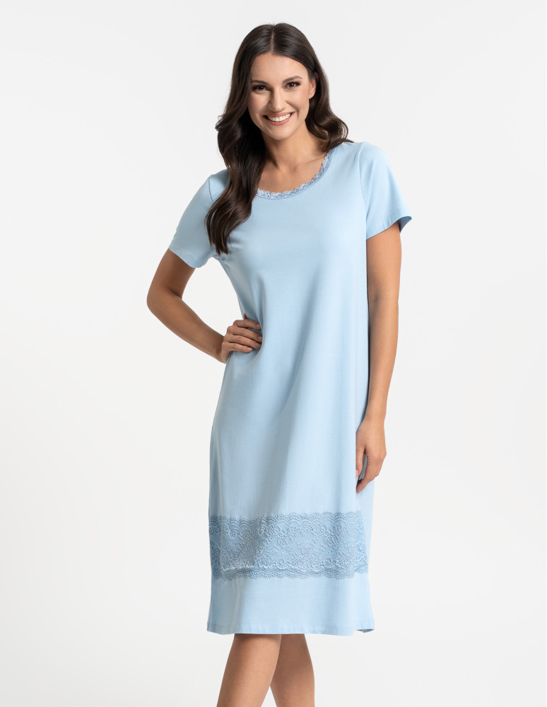 Koszule nocne - Koszula nocna damska z koronką NIEBIESKI - produkt moraj.pl 1