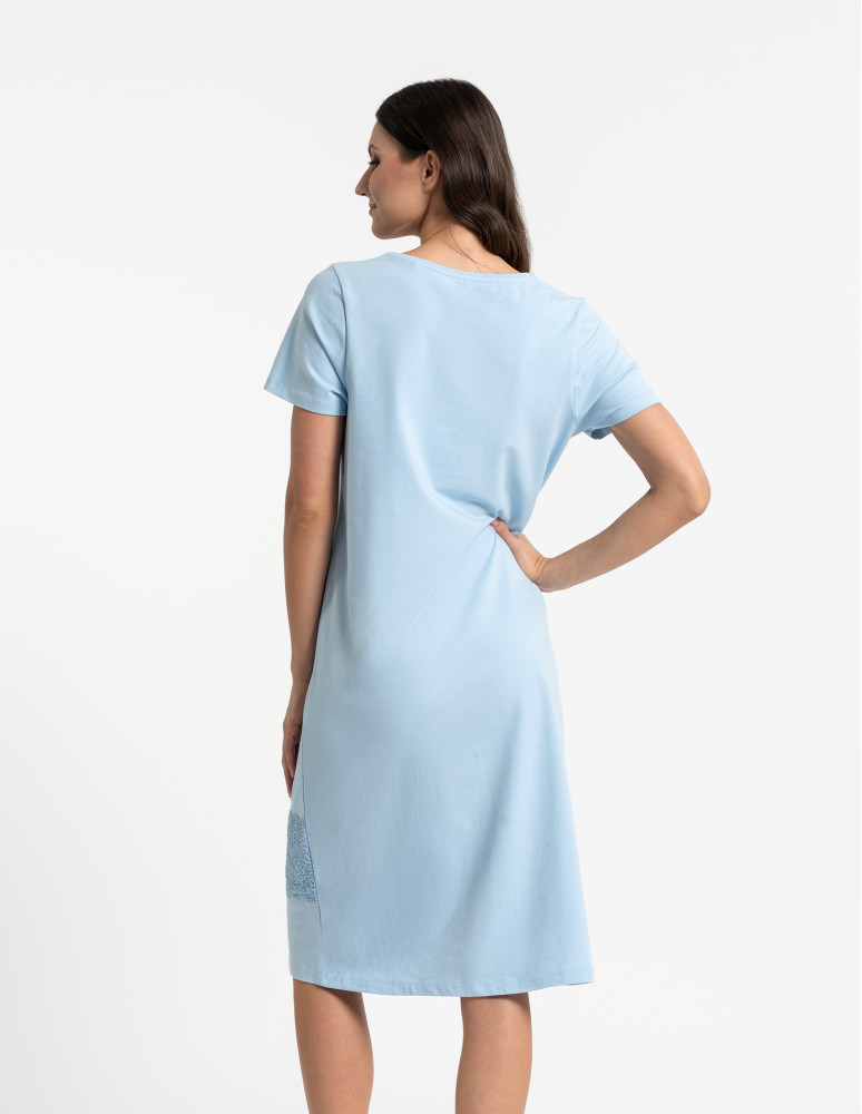 Koszule nocne - Koszula nocna damska z koronką NIEBIESKI  - produkt moraj.pl 2