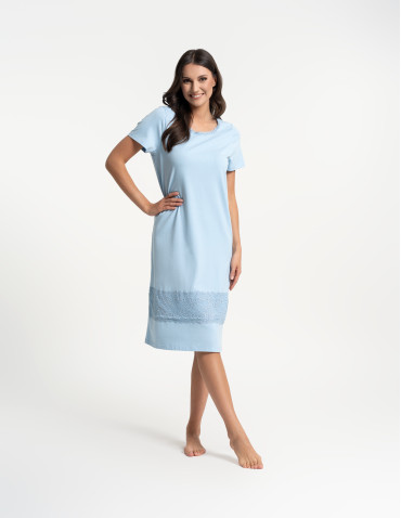 Koszule nocne - Koszula nocna damska z koronką NIEBIESKI - produkt 5