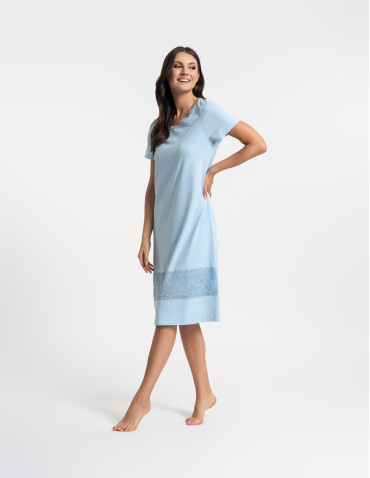 Koszule nocne - Koszula nocna damska z koronką NIEBIESKI - produkt 6