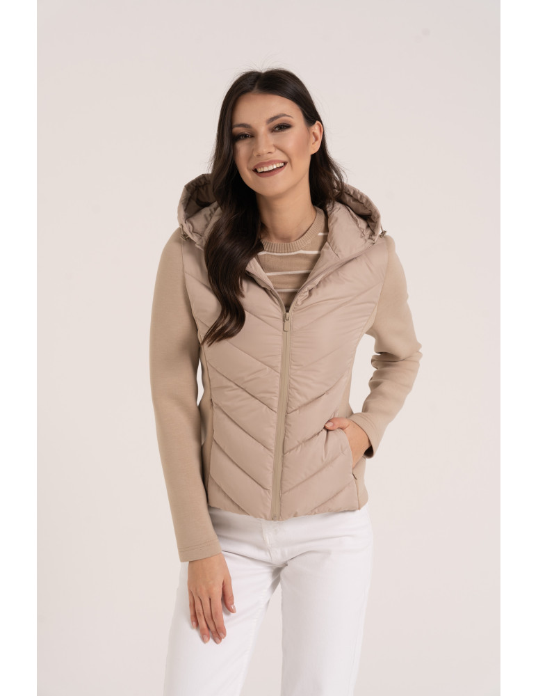 Odzież wierzchnia - Kurtka damska przejściowa z kapturem BEŻOWY - produkt moraj.pl 1