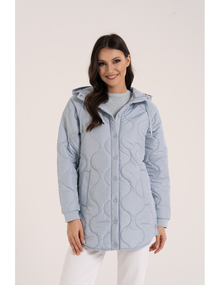 Odzież wierzchnia - Kurtka damska przejściowa z kapturem i mankietami NIEBIESKI - produkt moraj.pl 1