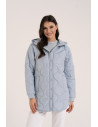 Kurtka damska przejściowa z kapturem i mankietami NIEBIESKI