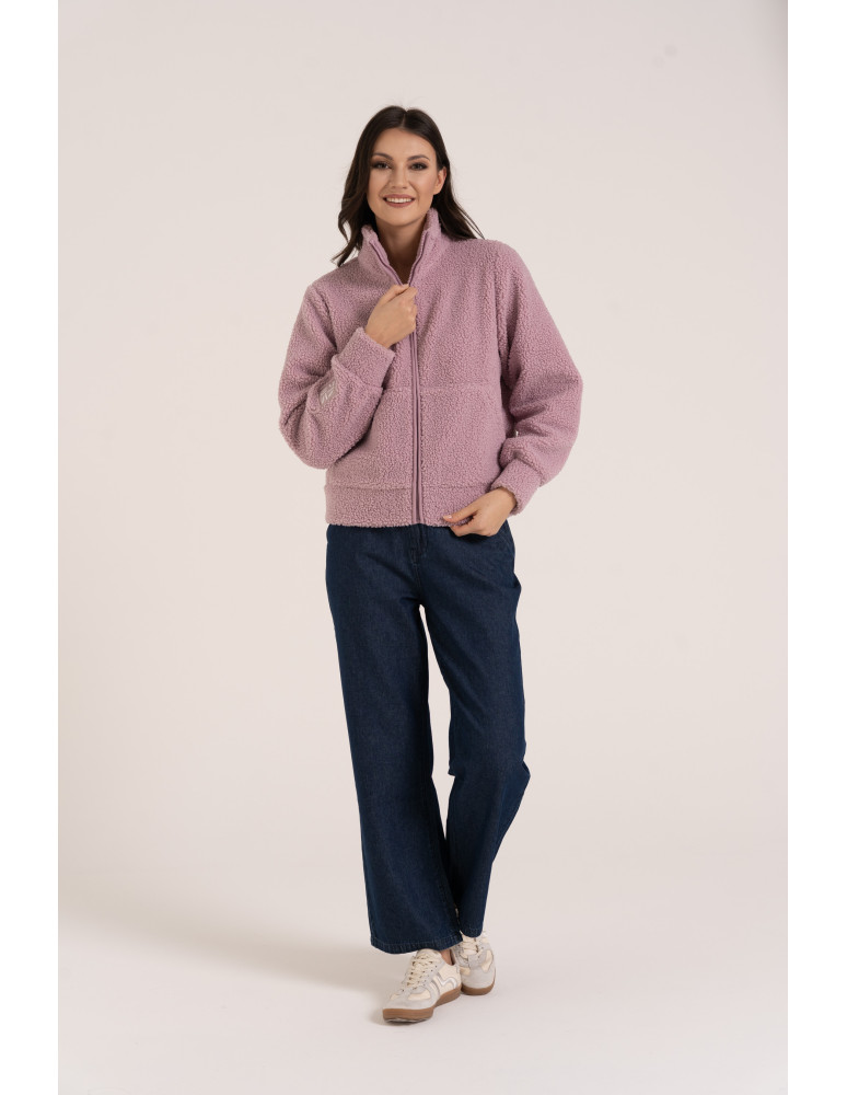 Bluzy - Bluza damska sherpa ze stójką RÓŻOWY - produkt moraj.pl 1
