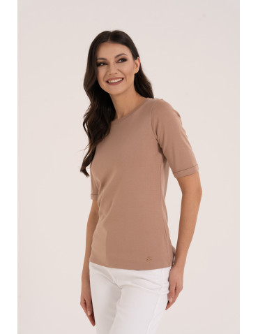 Bluzka damska z krótkim rękawem bawełniana bez wzoru