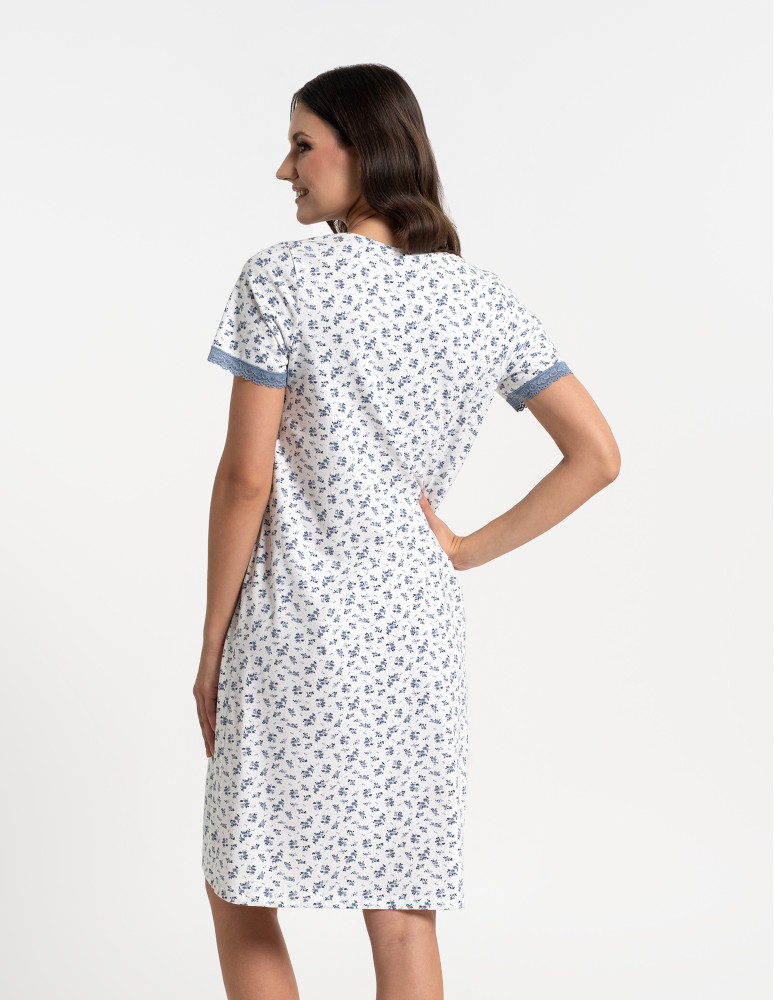 Koszule nocne - Damska koszula nocna z bawełny w kwiatowy wzór Plus Size BIAŁY  - produkt moraj.pl 3