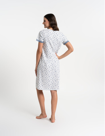 Koszule nocne - Damska koszula nocna Plus Size z bawełny w kwiatowy wzór BIAŁY - produkt 7