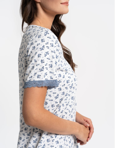 Damska koszula nocna Plus Size z bawełny w kwiatowy wzór  - produkt 2