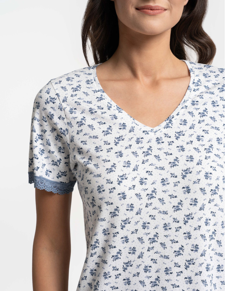 Koszule nocne - Damska koszula nocna Plus Size z bawełny w kwiatowy wzór BIAŁY - produkt moraj.pl 9