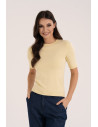 Sweter damski z krótkim rękawem z wiskozą ŻÓŁTY
