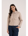 Kurtka damska bomberka z kołnierzem i kieszeniami z przodu BEŻOWY MELANŻ