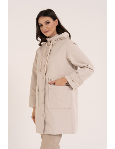 Kurtka damska parka przeciwdeszczowa z kapturem
