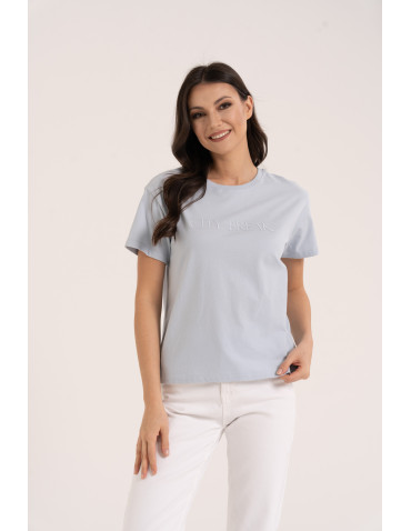 Koszulki i topy - Bawełniana koszulka damska z napisem tonalnym NIEBIESKI - produkt 1