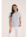 Bawełniana koszulka damska z napisem tonalnym NIEBIESKI
