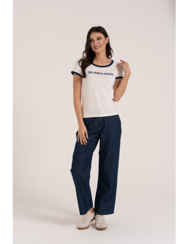 Koszulki i topy - Koszulka damska t-shirt Slim Fit z napisami WZÓR 4 - produkt 1